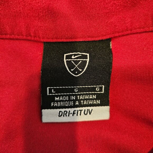 Nike Golf Polo Shirt Mens L Red Black color block Dri-Fit office athletic golf - Picture 9 of 12
